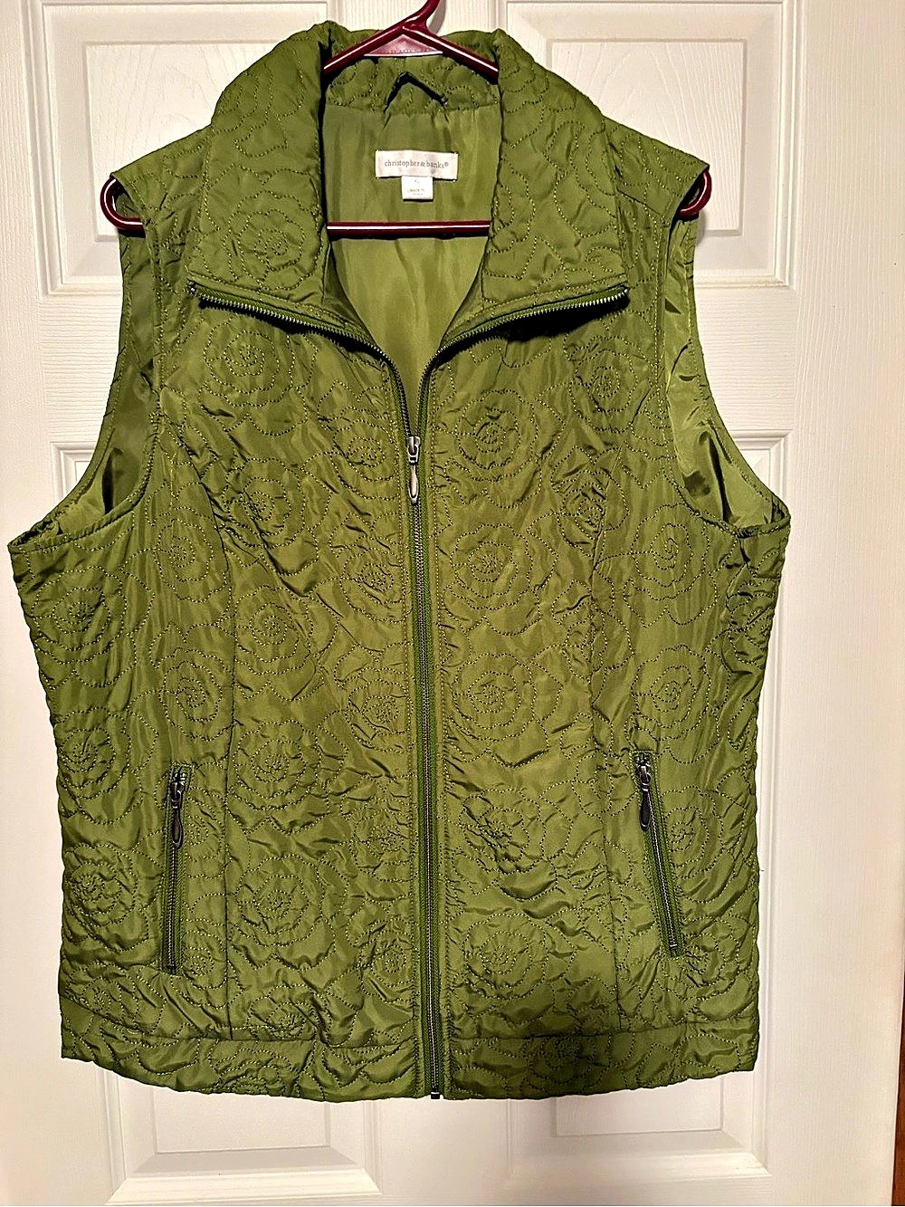Christopher & Banks Women's Quilted Vest in Green Like New